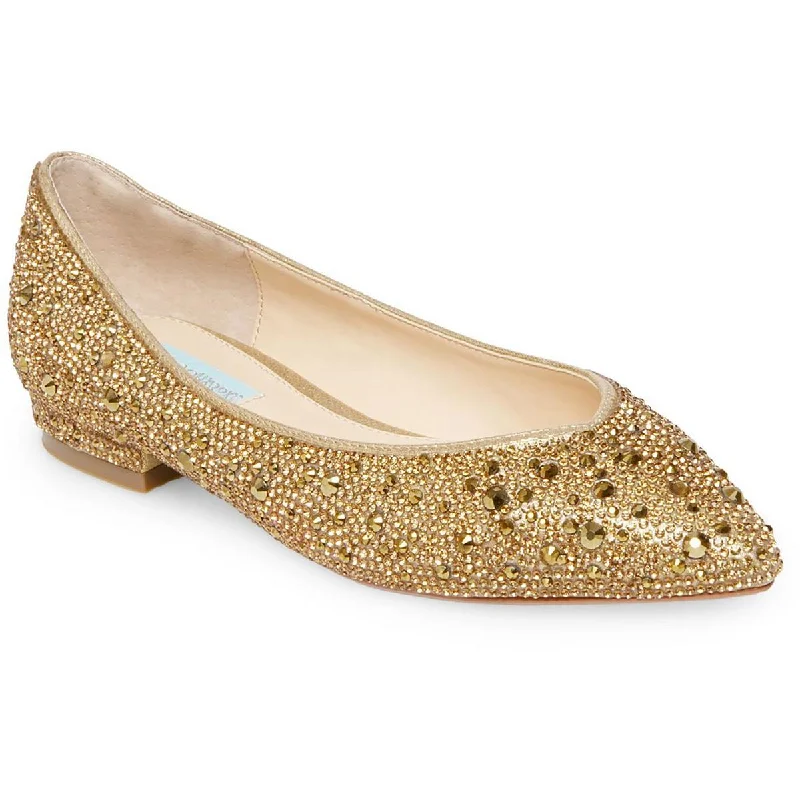 Stylish Slip-On Pumps for Quick Elegance---Betsey Johnson Womens Rhinestone Slip On Ballet Flats