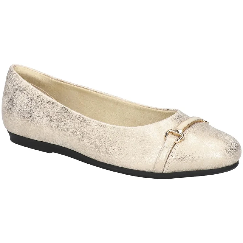 Stylish Slip-On Pumps for Quick Elegance---Easy Street Womens Asher Faux Leather Slip On Ballet Flats