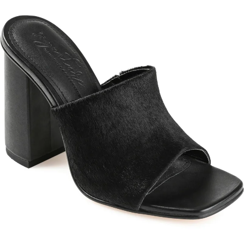 Stylish Slip-On Pumps for Quick Elegance---Journee Signature Womens Leather Slip On Block Heel