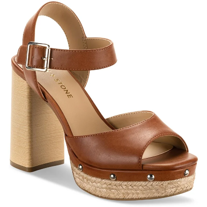 Stylish Open Toe Heels for Summer--Sun + Stone Womens Teagann Faux Leather Open Toe Pumps