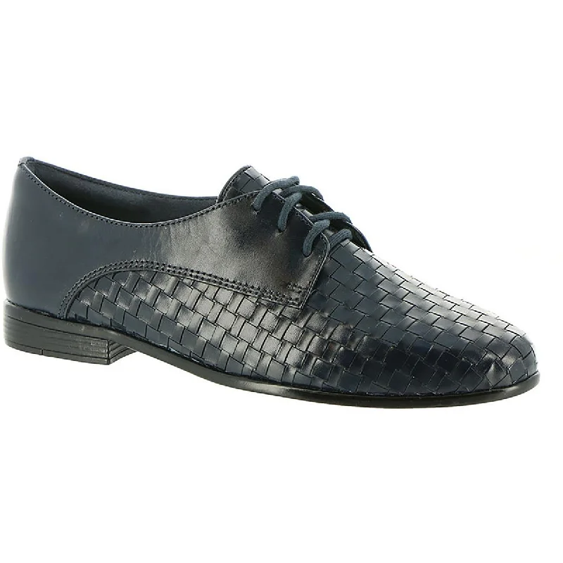 Trendy Chunky Heel Pumps for Casual Wear--Trotters Womens Lizzie Herringbone Leather Block Heel Oxfords