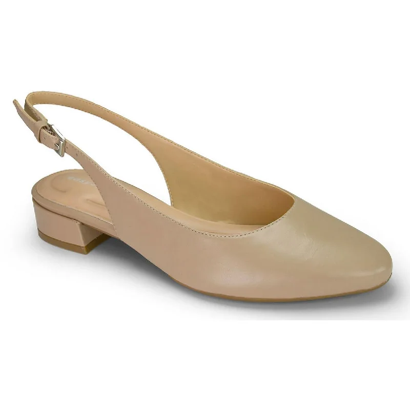 Easy Spirit Womens Cassius Leather Adjustable Slingbacks---Comfortable Leather Pumps for Office and Everyday Wear