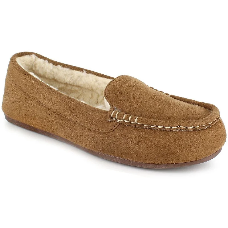 Versatile Heeled Sandals for Any Occasion---Esprit Womens Emma Faux Fur Moc Slip-On Shoes