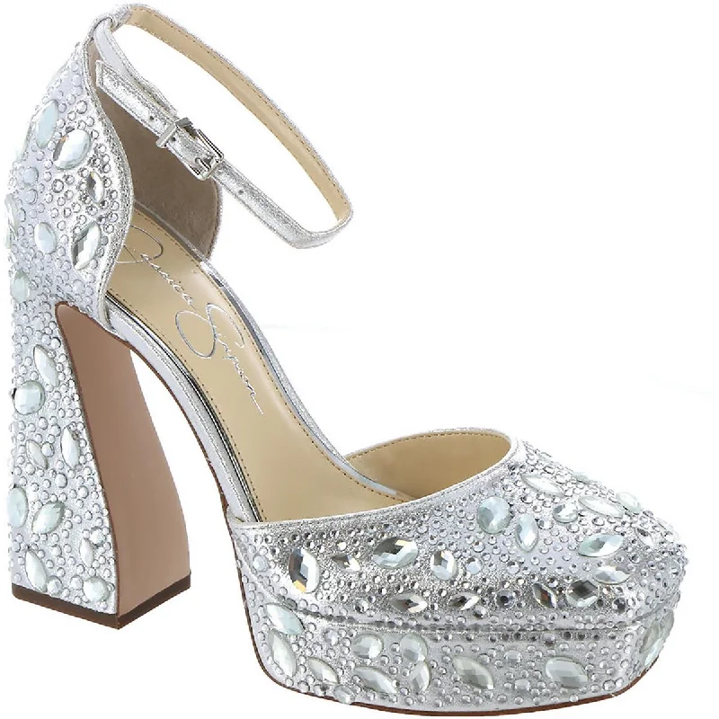 Affordable Rhinestone Pumps for a Dazzling Look---Jessica Simpson Womens Dreama Rhinestone Metallic Pumps