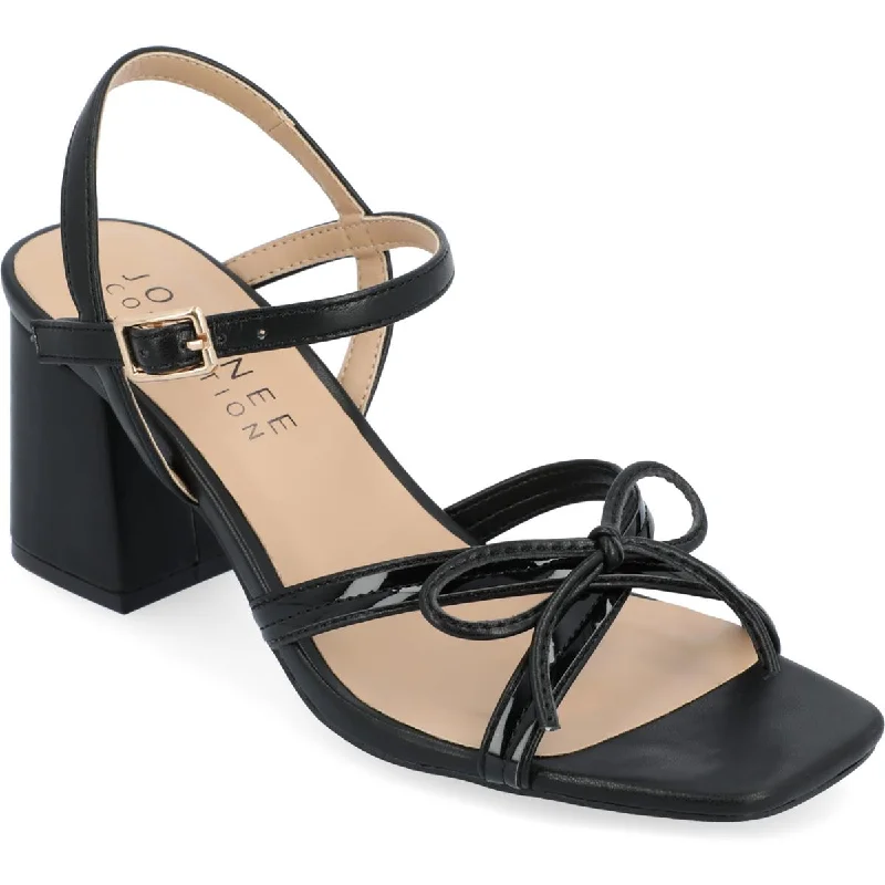 Journee Collection Womens ISSMIA Square toe Ankle strap Block Heel