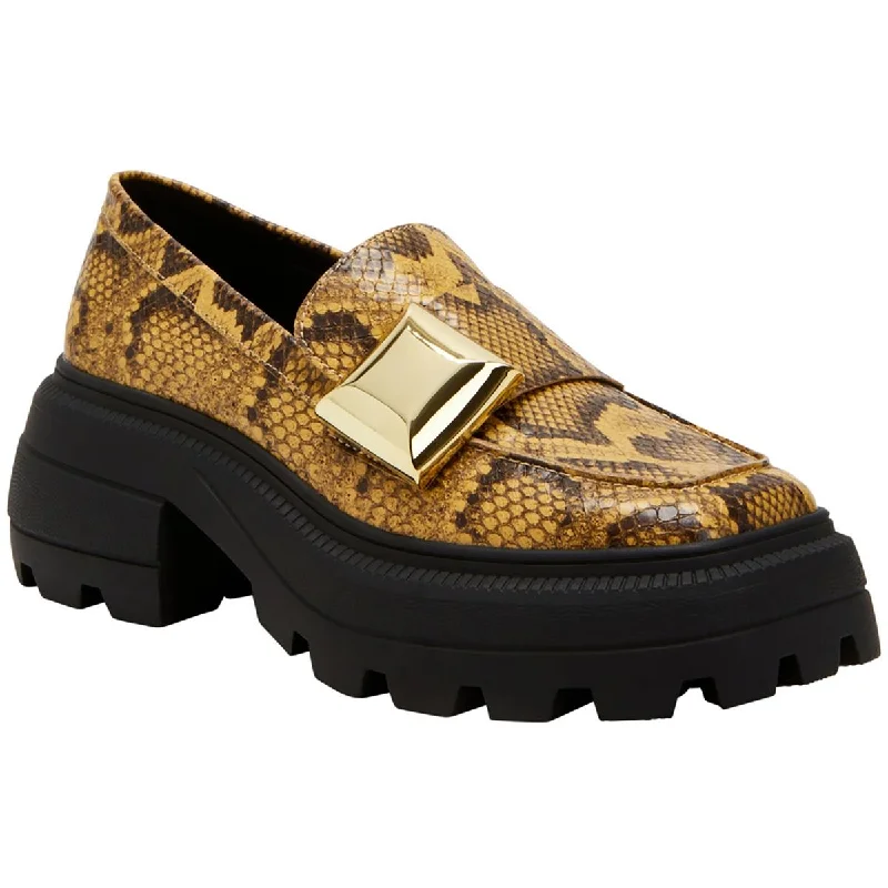 Trendy Chunky Heel Pumps for Casual Wear--Katy Perry Womens Snakeskin Chunky Loafer Heels