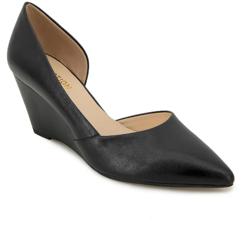 Trendy D'Orsay Pumps for Fashion-Forward Women---Kenneth Cole Reaction Womens Eltinn Faux Leather Wedge D'Orsay Heels