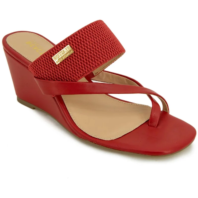 Stylish Open Toe Heels for Summer--Kenneth Cole Reaction Womens MORHAA CROSS Open Toe Slip On Wedge Heels