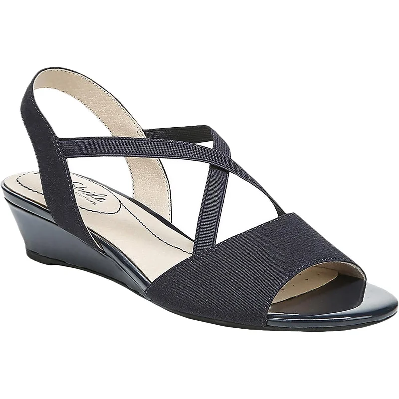 Stylish Ankle Strap Heels for Women--LifeStride Womens Yolo 2 Canvas Ankle Strap Wedge Heels