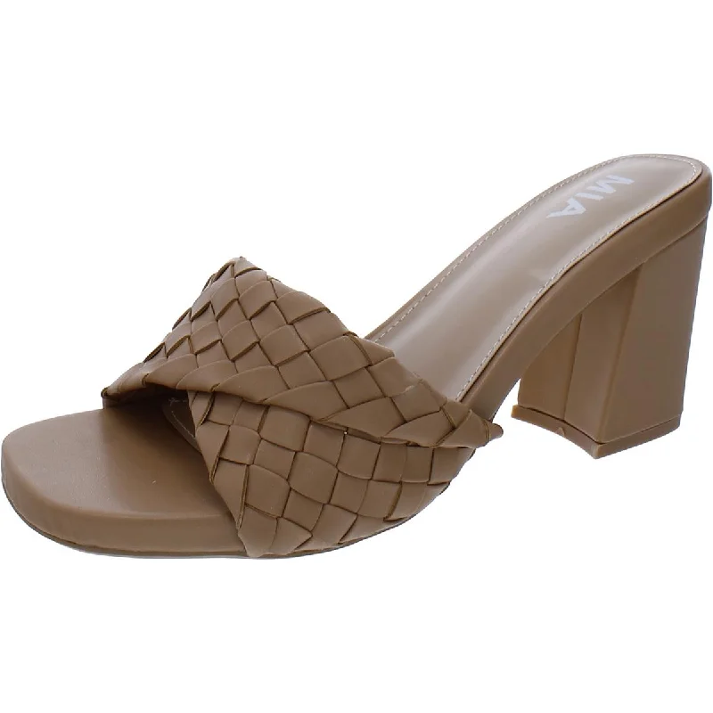 Mia Womens Minna Faux Leather Woven Heels---Comfortable Leather Pumps for Office and Everyday Wear