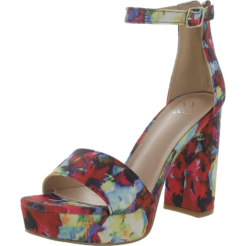 New York & Company Womens Floral Pattern Square Toe Platform Heels---Durable Square Toe Block Heels for Everyday Use