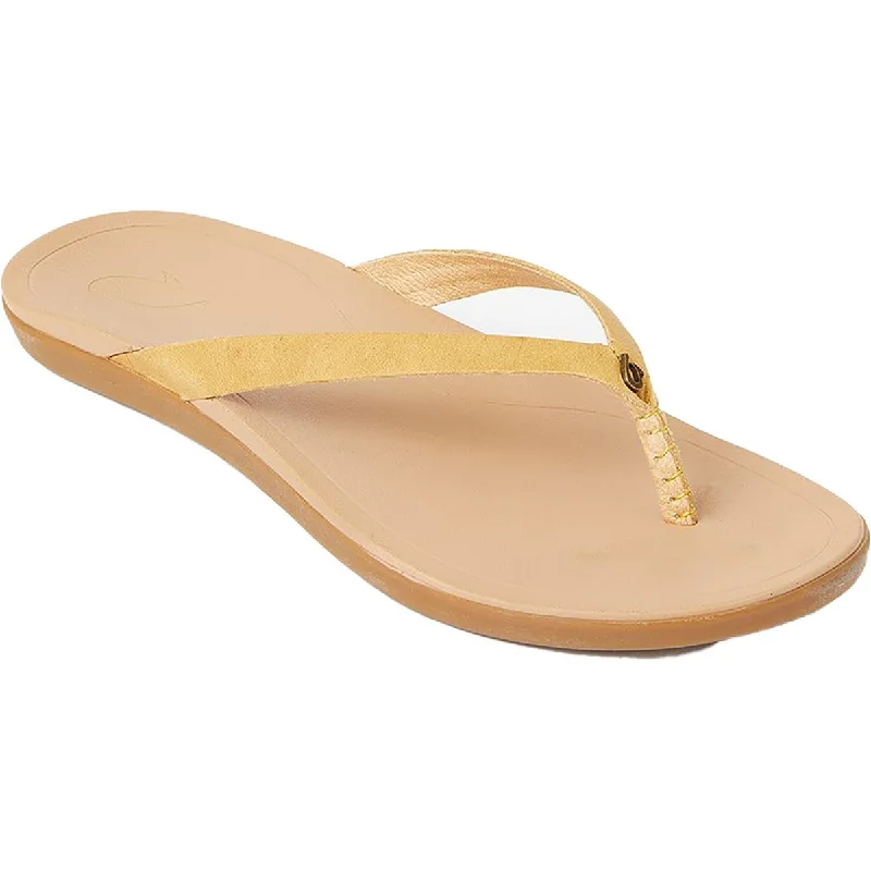 OluKai Womens Ho'Opio Leather Slip-On Flip-Flops---Comfortable Leather Pumps for Office and Everyday Wear