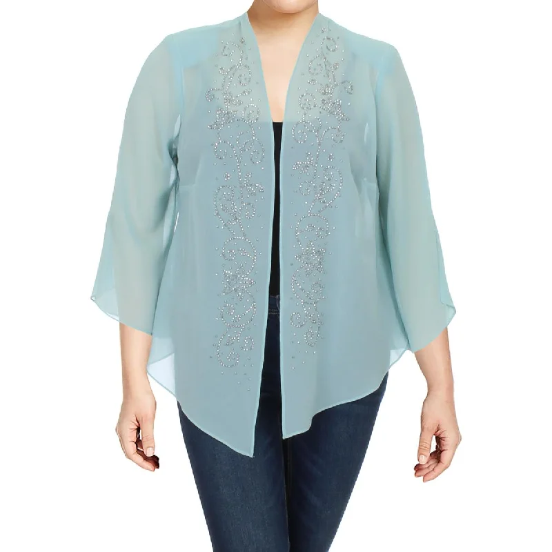 R&M Richards Womens Plus Chiffon Embellished Topper Jacket---Chic Embellished Pumps for a Glamorous Look