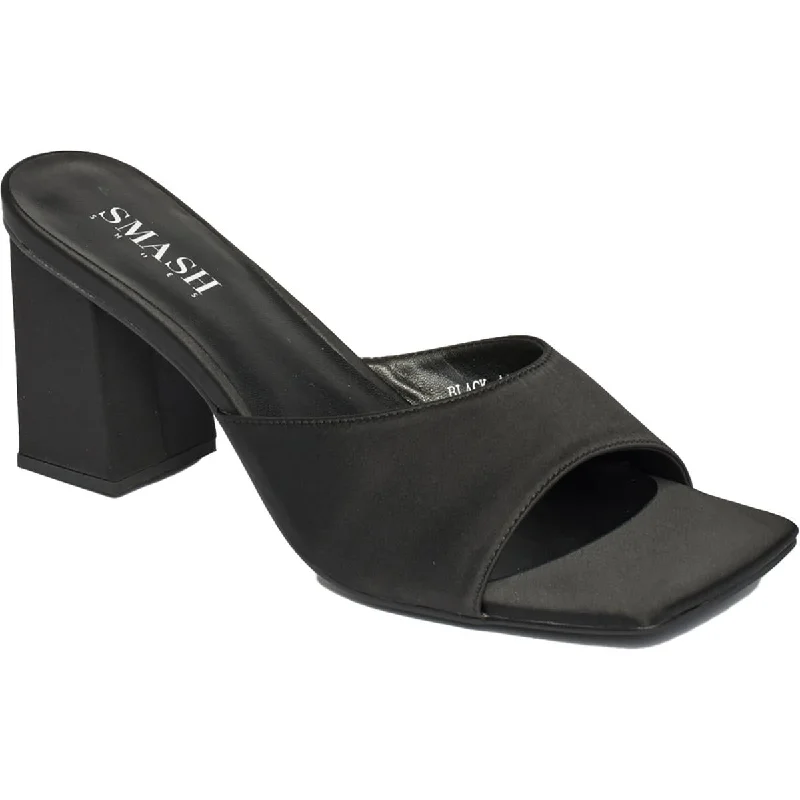 Smash Womens Jennifer Satin Square Toe Pumps---Durable Square Toe Block Heels for Everyday Use