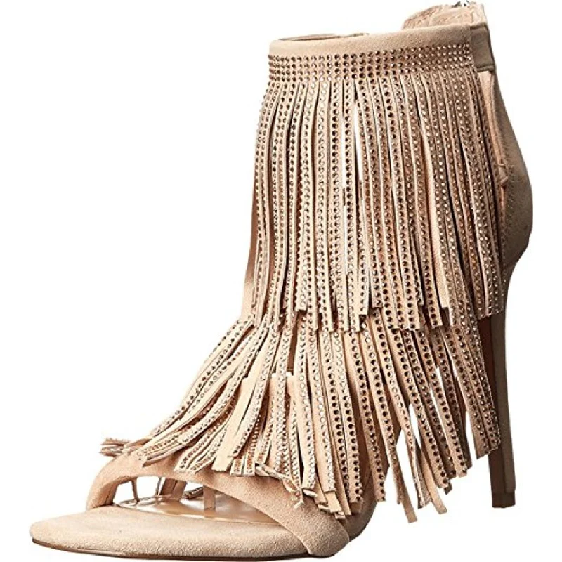 Affordable Suede Ankle Pumps for All-Day Wear--Steve Madden Womens Fringly Suede Rhinestone Heels