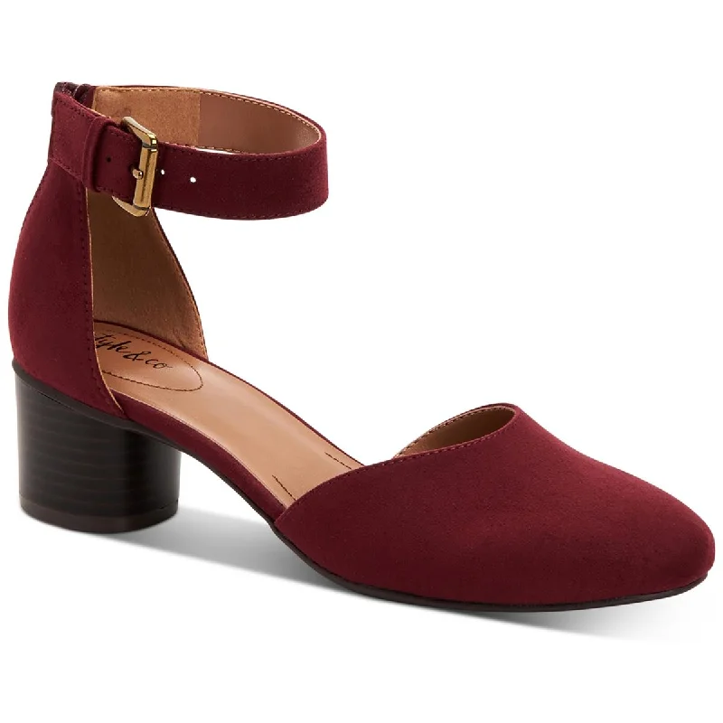 Stylish Ankle Strap Heels for Women--Style & Co. Womens Alinaa  Microsuede Round Toe Ankle Strap