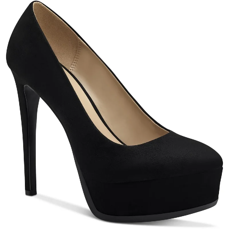 Affordable Suede Ankle Pumps for All-Day Wear--Thalia Sodi Womens Stasia Faux Suede Almond Toe Platform Heels