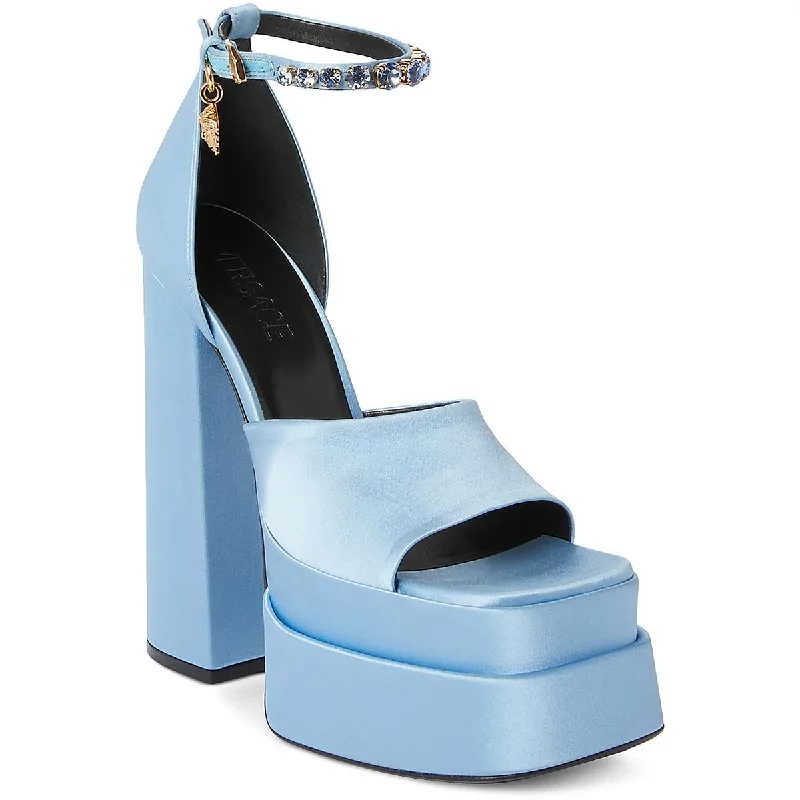 Stylish Ankle Strap Heels for Women--Versace Womens Leather Ankle Strap Pumps