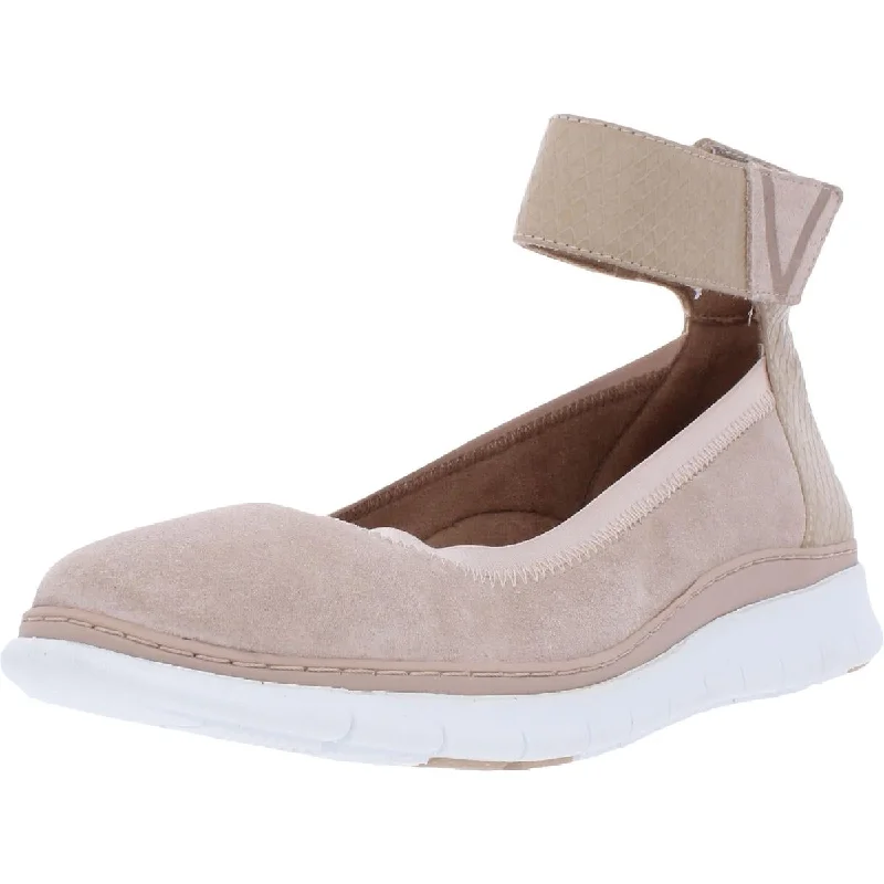 Stylish Ankle Strap Heels for Women--Vionic Womens Camile Suede Ankle Strap Ballet Flats