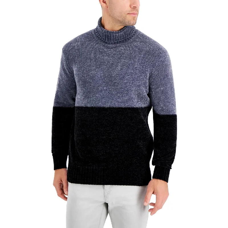 Versatile Heeled Sandals for Any Occasion---Alfani Mens Equator Chenille Colorblock Turtleneck Sweater