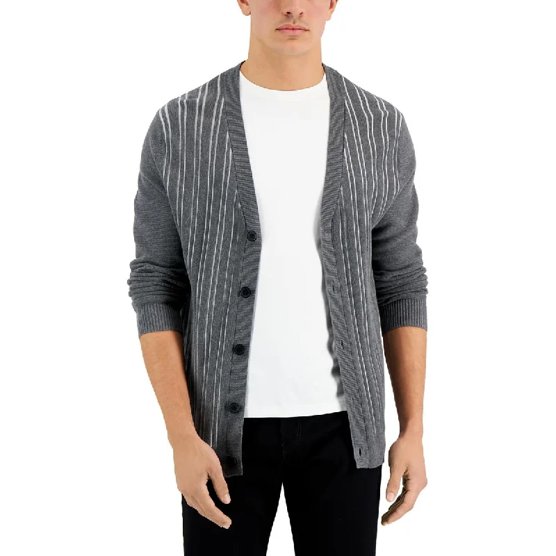 Versatile Heeled Sandals for Any Occasion---Alfani Mens Stripe V-Neck Cardigan Sweater