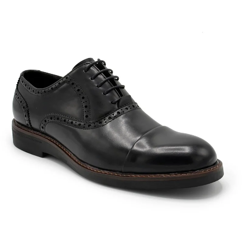 Aston Marc Mens Faux Leather Lace-Up Oxfords---Comfortable Leather Pumps for Office and Everyday Wear