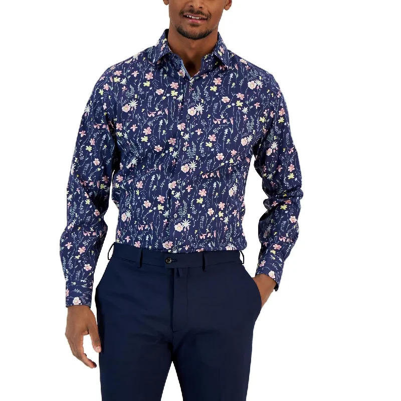 Versatile Heeled Sandals for Any Occasion---Bar III Mens Floral Print Stretch Button-Down Shirt