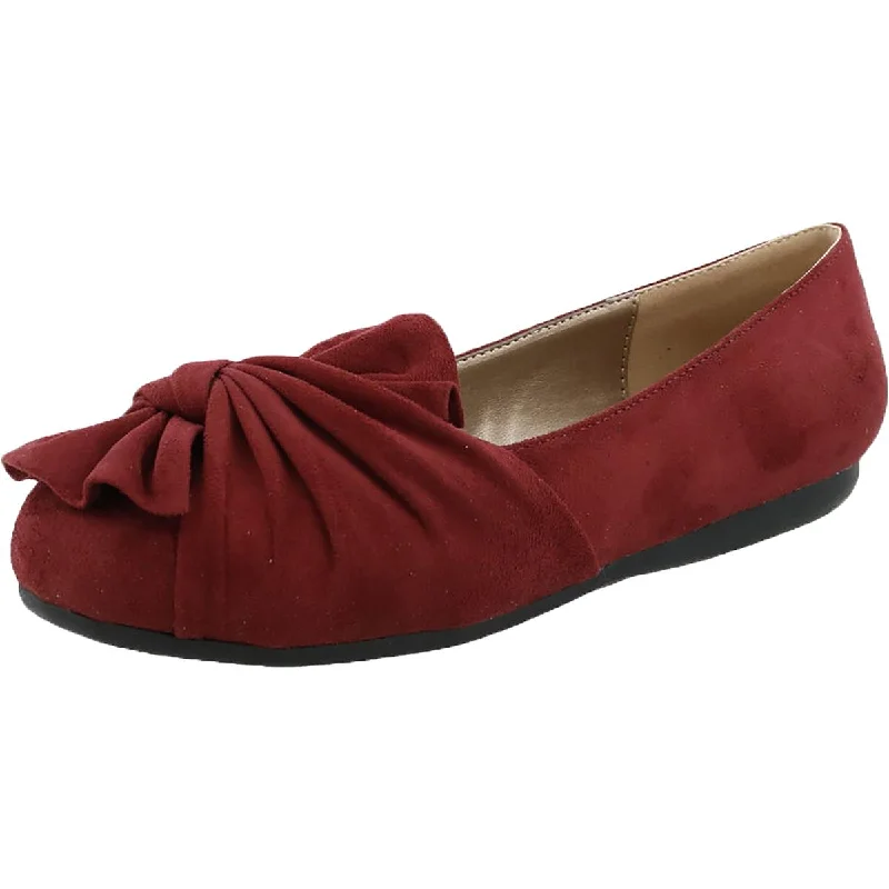 Affordable Suede Ankle Pumps for All-Day Wear--Bellini Womens Snug Faux Suede Ruched Ballet Flats