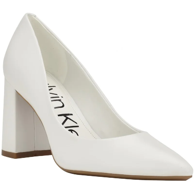 Stiletto Heel Pumps with Perfect Fit--Calvin Klein Womens Jasmine Leather Pointed Toe Pumps-Fashionable & Classic