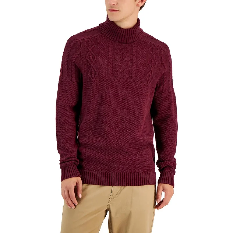 Versatile Heeled Sandals for Any Occasion---Club Room Mens Cable Knit Chunky Turtleneck Sweater