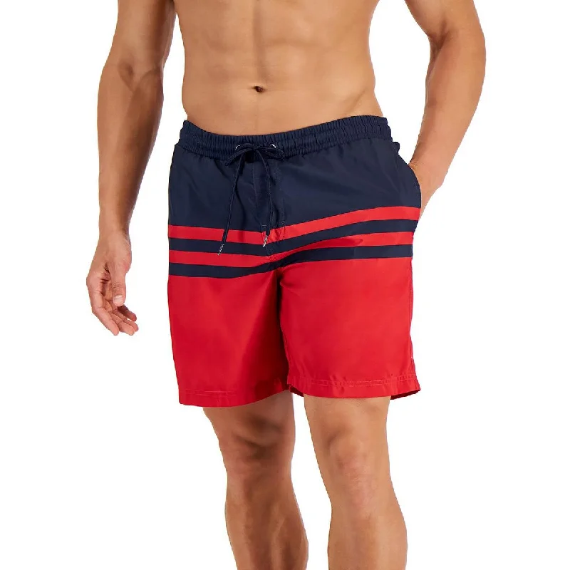 Versatile Heeled Sandals for Any Occasion---Club Room Mens Colorblock 7" Inseam Swim Trunks