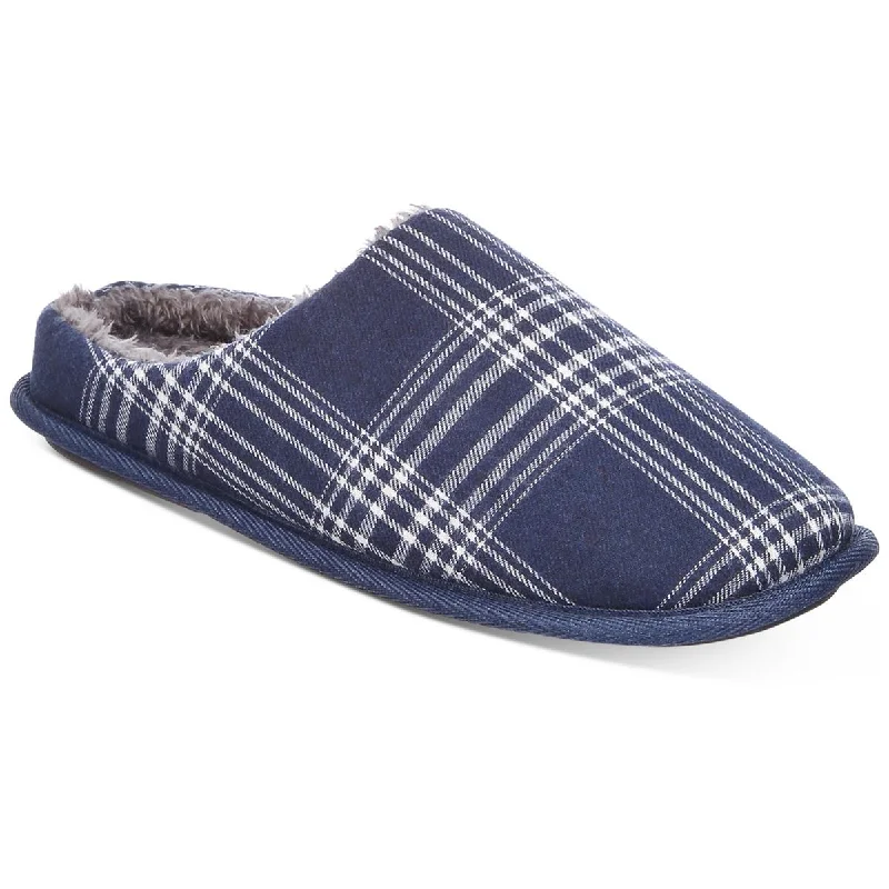 Versatile Heeled Sandals for Any Occasion---Club Room Mens Flannel Fleece Lined Slide Slippers