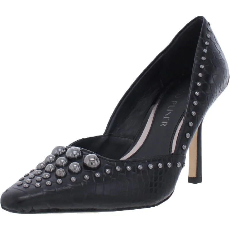 Stiletto Heel Pumps with Perfect Fit--Donald J. Pliner Womens Polasp Leather Studded Pointed Toe Heels-Fashionable & Classic