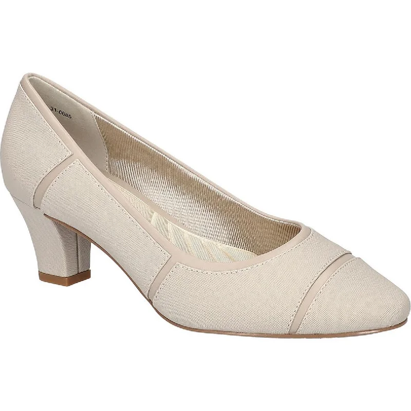 Trendy Chunky Heel Pumps for Casual Wear--Easy Street Womens DATIA Cushioned Footbed Canvas Pumps