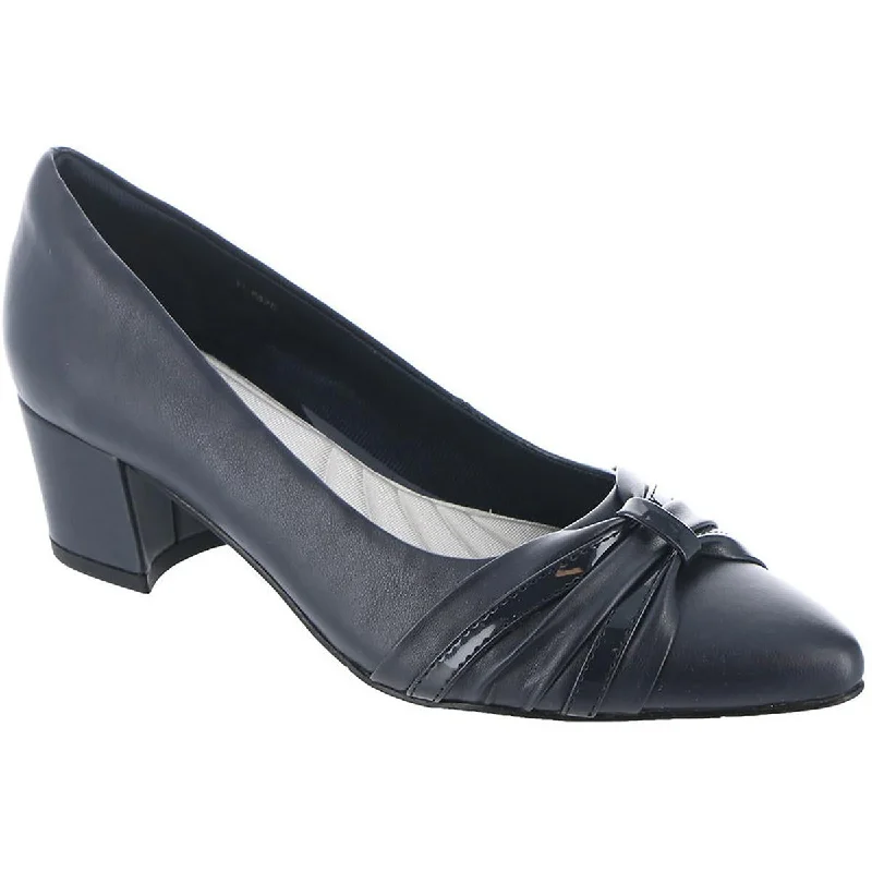 Stiletto Heel Pumps with Perfect Fit--Easy Street Womens MIllie Block Heel Pointed Toe Pumps-Fashionable & Classic