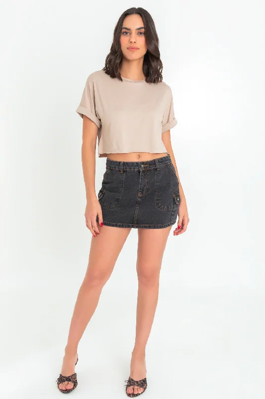 Denim dress with removable sleeves--What for with often best-Falda cargo de denim costuras contraste Denim dress with removable sleeves--What for with often best-Falda cargo de denim costuras contraste