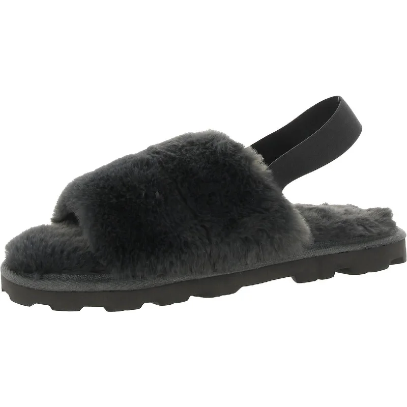 Versatile Heeled Sandals for Any Occasion---INC Mens Faux Fur Indoor/Outdoor Slingback Slippers