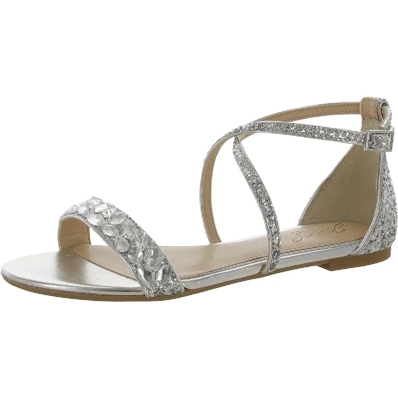 Stylish Ankle Strap Heels for Women--Jewel Badgley Mischka Womens Almond toe Flats Ankle Strap