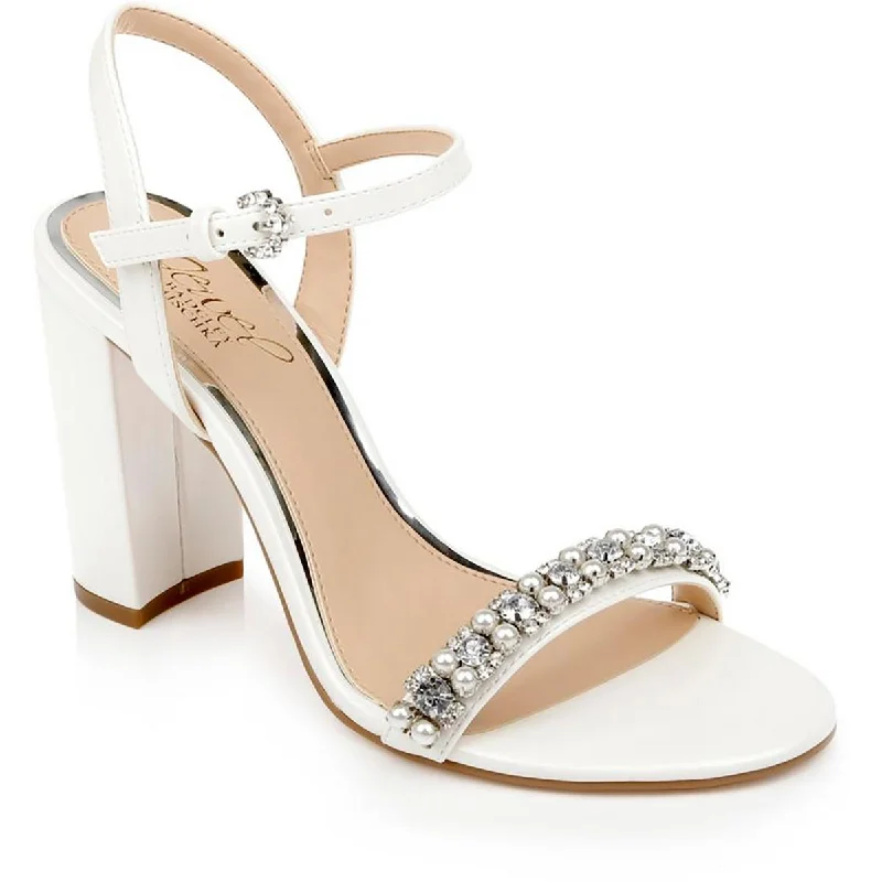 Stylish Ankle Strap Heels for Women--Jewel Badgley Mischka Womens Dee Embellished Buckle Ankle Strap