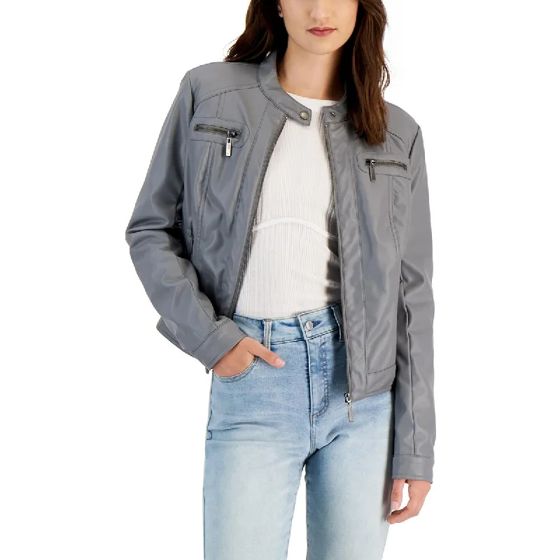 JouJou Womens Juniors Vegan Faux Leather Motorcycle Jacket---Comfortable Leather Pumps for Office and Everyday Wear