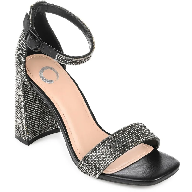 Journee Collection Womens IDDA  Embellished Square Toe Block Heels