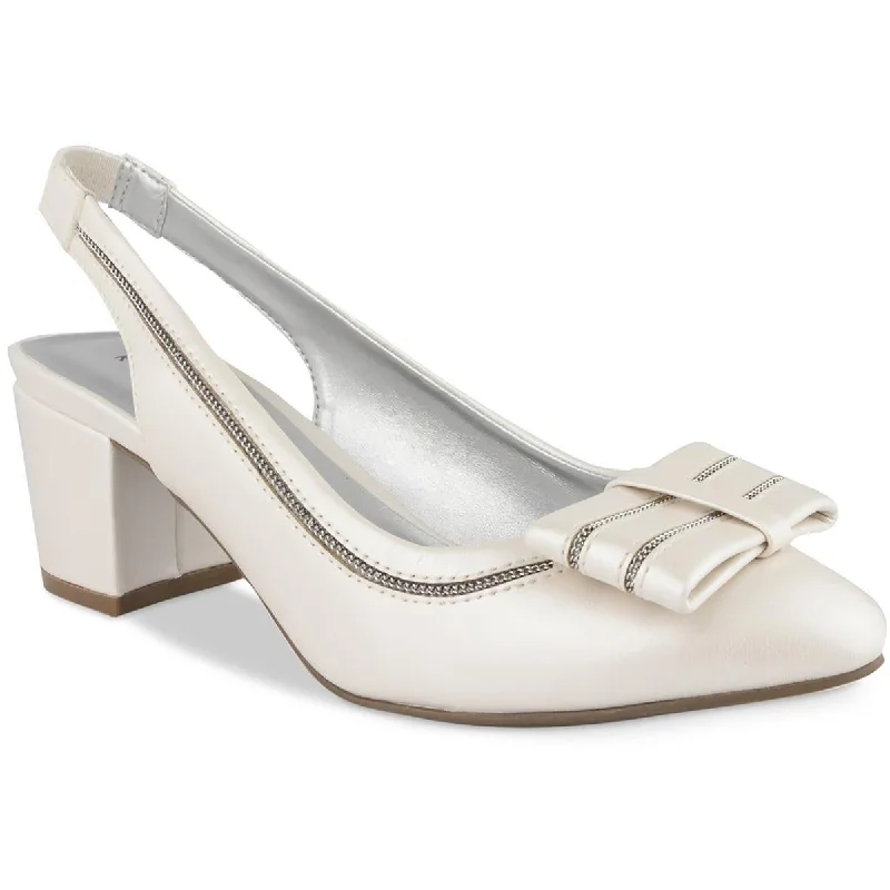 Fashionable Leather Slingback Pumps for Casual Wear--Karen Scott Womens Lanna Faux Leather Slingback Pumps