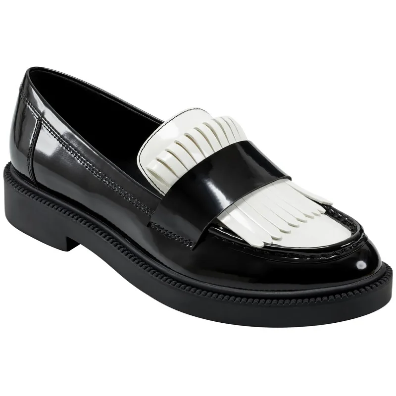 Trendy Chunky Heel Pumps for Casual Wear--Marc Fisher Womens Calixy Faux Leather Two-Tone Loafers