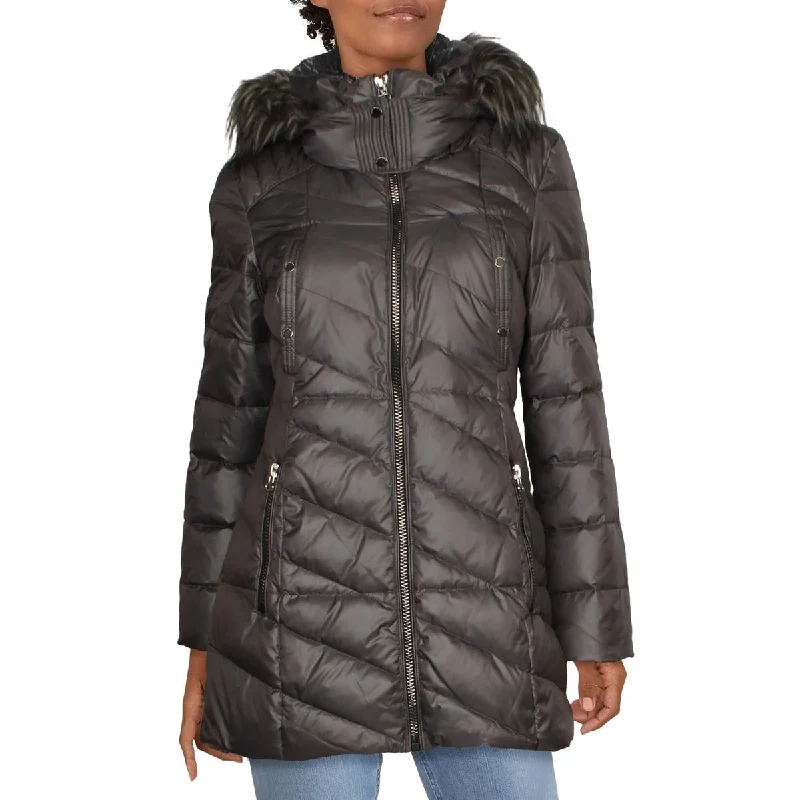 Versatile Heeled Sandals for Any Occasion---Marc New York by Andrew Marc Womens Chelsea Faux Fur Trim Winter Puffer Coat