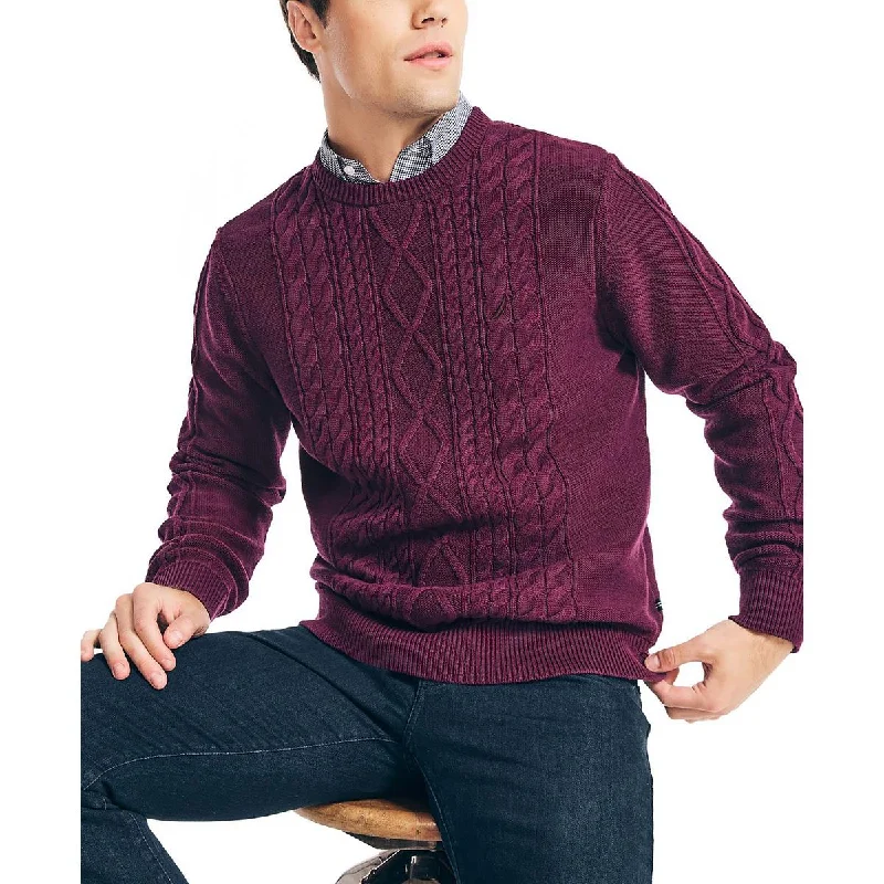 Versatile Heeled Sandals for Any Occasion---Nautica Mens Cotton Ribbed Trim Crewneck Sweater