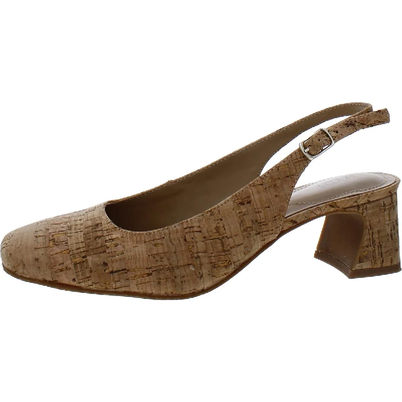 NYDJ Womens Faelynn Cork Square toe Slingback Heels---Durable Square Toe Block Heels for Everyday Use