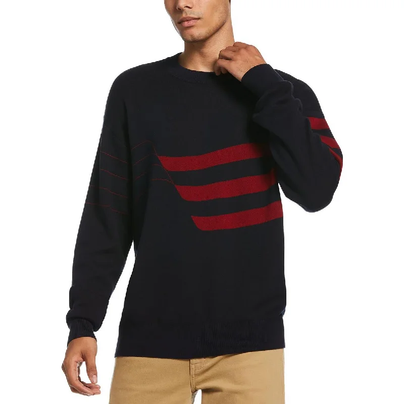 Versatile Heeled Sandals for Any Occasion---Perry Ellis Mens Striped Crewneck Crewneck Sweater