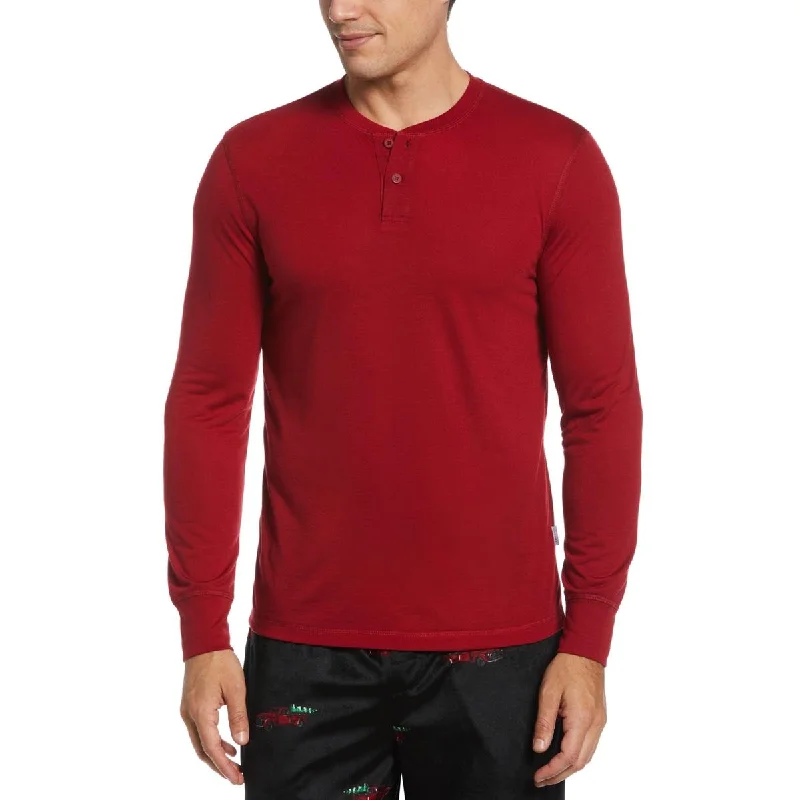 Versatile Heeled Sandals for Any Occasion---Perry Ellis Portfolio Mens Henley Thermal Sleep Shirt