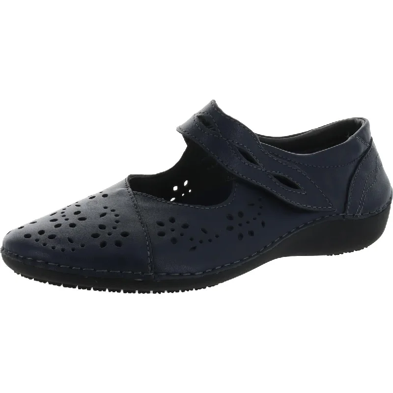 Propet Womens Calista Leather Perforated Mary Janes---Comfortable Leather Pumps for Office and Everyday Wear