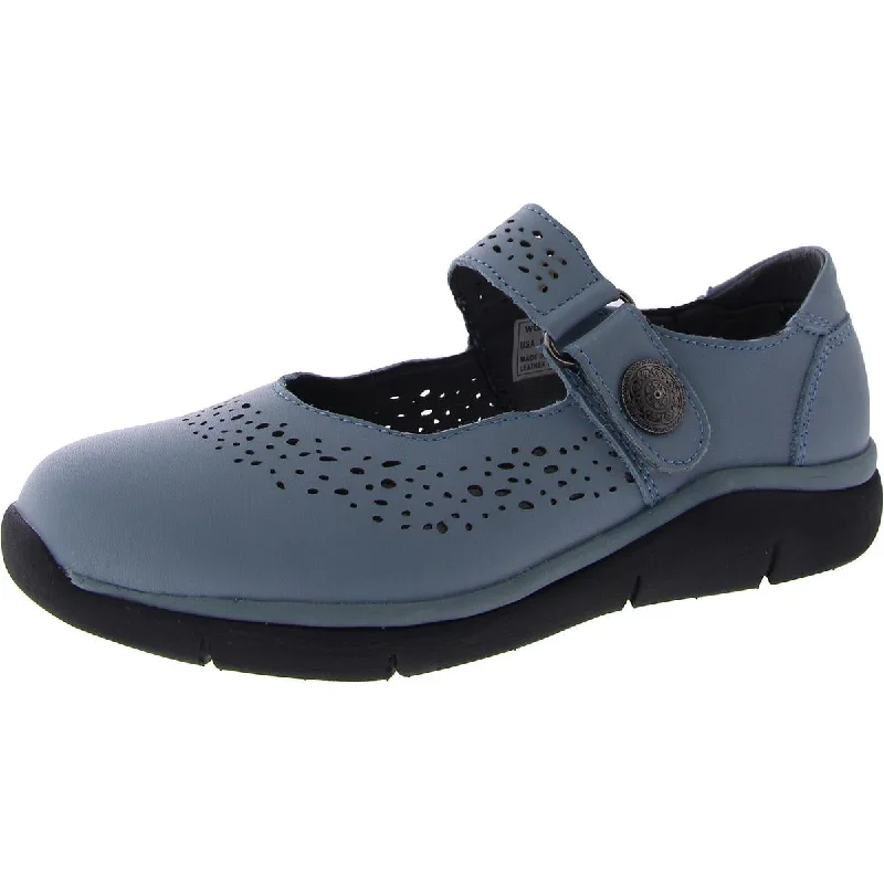 Propet Womens Selena Leather Flats Mary Janes---Comfortable Leather Pumps for Office and Everyday Wear